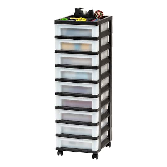 IRIS Black 9Drawer Storage Cart with Organizer Top Michaels